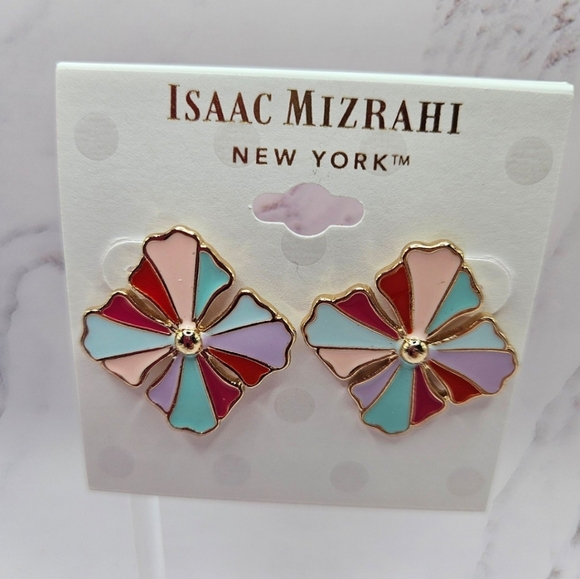 NWT Isaac Mizrahi Colorful Pinwheel Earrings - Picture 1 of 5